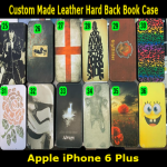 Custom Made Leather Hard Back Book Case For iPhone 6 Plus A1522 with Magnetic Strap Shell (25-36) Slim Fit Look